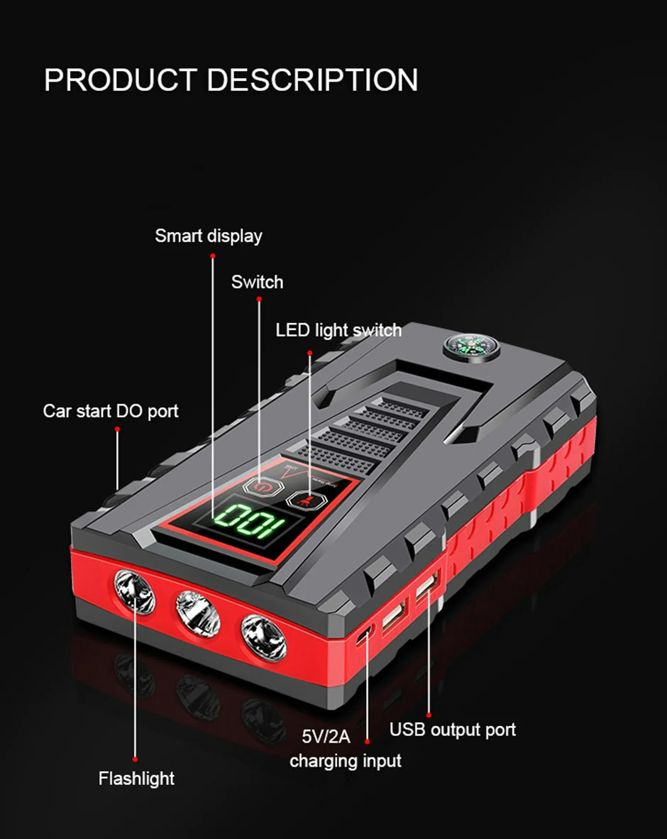 J3 Car Jump Starter JS12 99800mAh  and 12V Power Bank