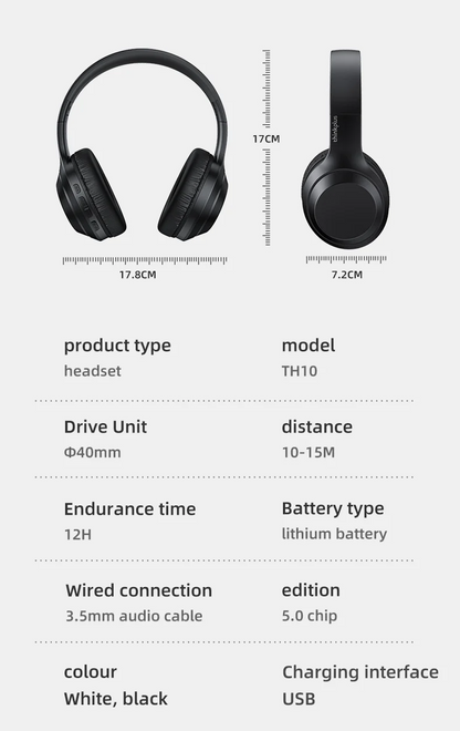 Lenovo TH10 Bluetooth Earphone: Telescopic Folding & 9D Surround Sound with XT88 Wireless Technology.