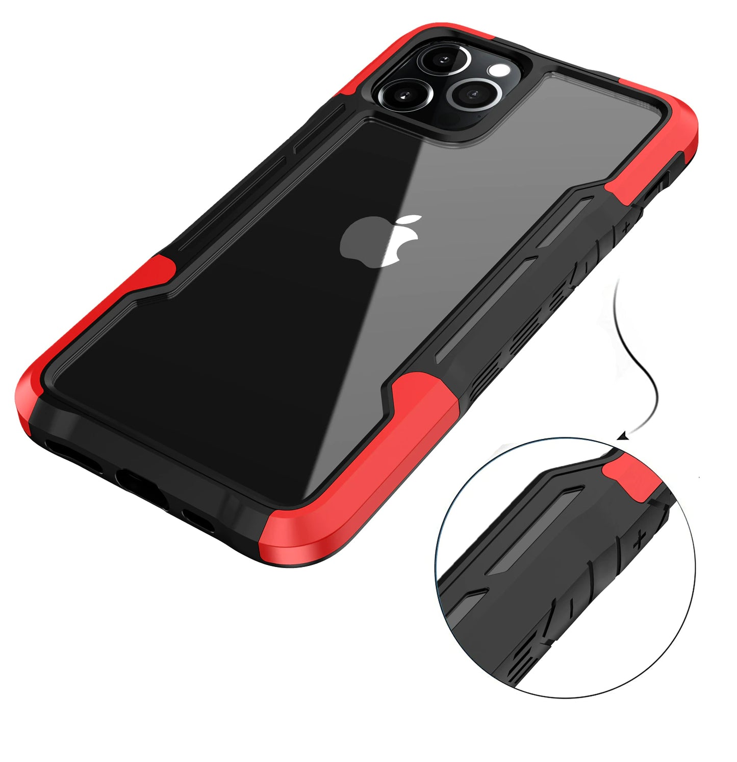 New Shockproof Transparent Hard TPU Phone Case for iPhone - RED