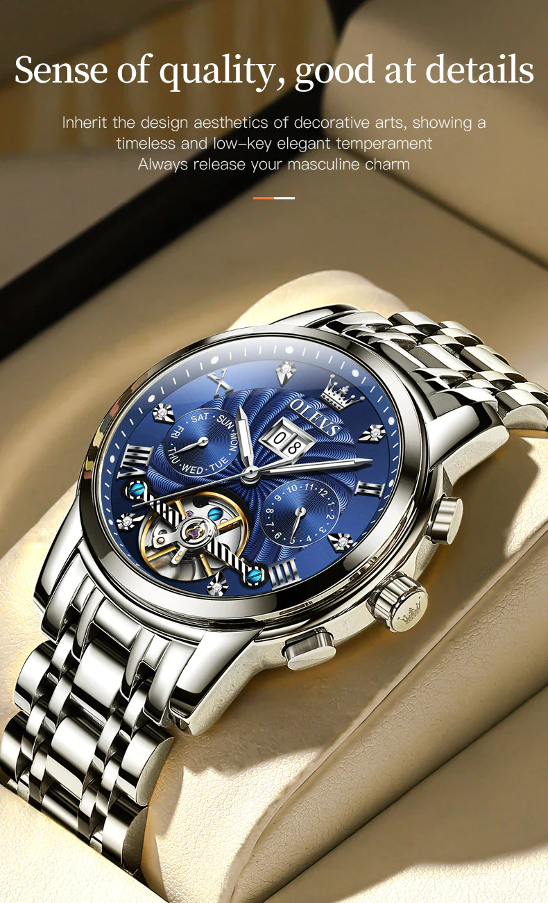 Royal Men's Machinery -  Stainless Steel Mechanical Tourbillon Self-Wind Waterproof Watch