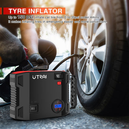 J3 UTRAI  2000A  Power Bank 12V Digital Jump Starter with 150PSI Air Compressor.