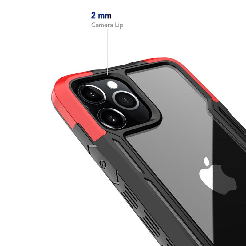 New Shockproof Transparent Hard TPU Phone Case for iPhone - ORANGE