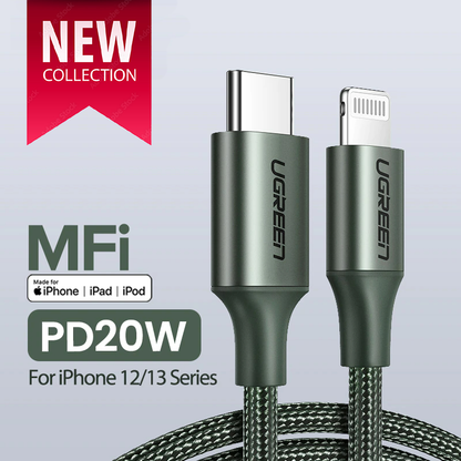 New 20W Fast Charge and 480 Mbps Data Transfer - Apple Certified PD+MFi USB C to Lightning Cable for iPhone 13 and Macbook