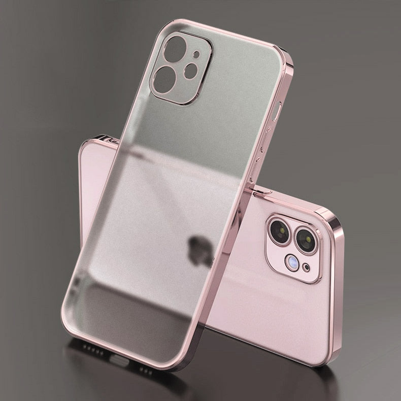 Luxury Electroplated Square Frame Silicone Case  for iPhone Series [11/12/13]