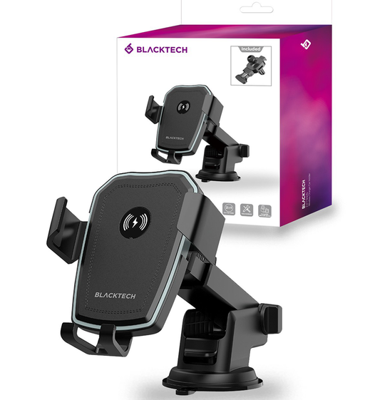 New BLACKTECH 10W Gravity 2 in1 Wireless Car Holder - Black