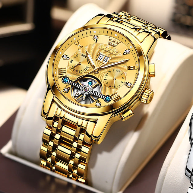 Royal Men's Machinery -  Stainless Steel Mechanical Tourbillon Self-Wind Waterproof Watch