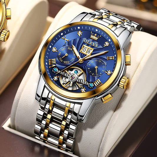 Royal Men's Machinery -  Stainless Steel Mechanical Tourbillon Self-Wind Waterproof Watch