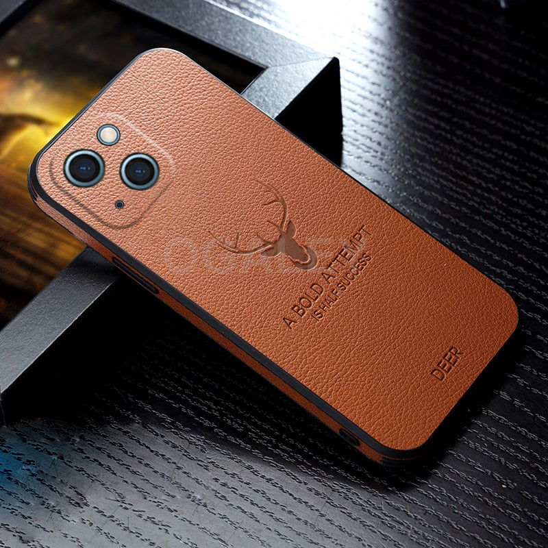 Luxury Leather Texture Deer Case for iPhone Series