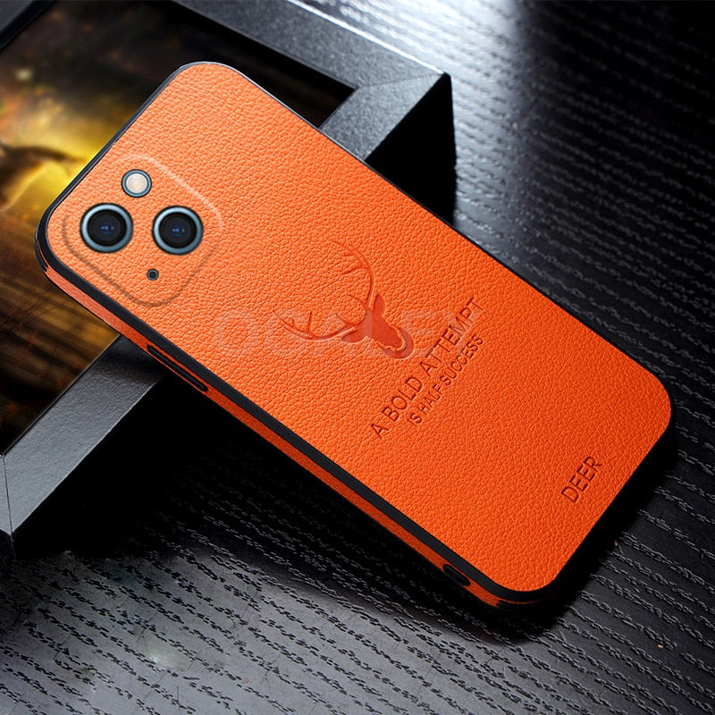 Luxury Leather Texture Deer Case for iPhone Series