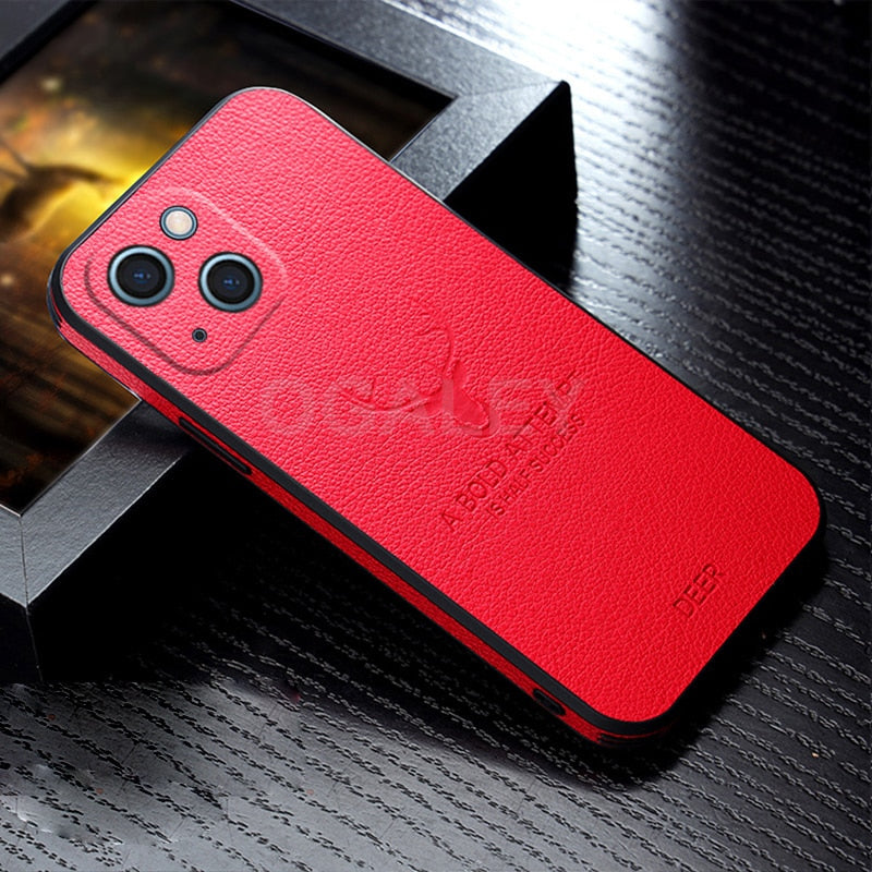 Luxury Leather Texture Deer Case for iPhone Series